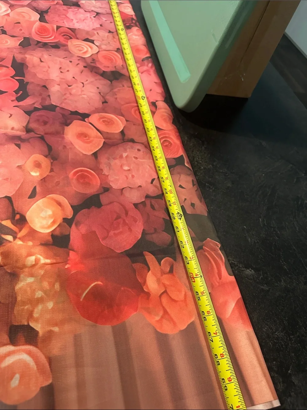 Pink Floral wall curtain with Pink Decorative Signs and metal plates.
